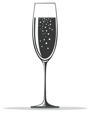 Elegant Flute Glass Filled with Bubbly Sparkling Wine