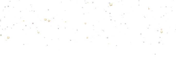Beautiful image of gold and silver stars scattered on a white background. Perfect for holiday designs.