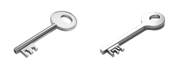 Shiny Metallic Key in 3D Perspective – Security and Access Concept