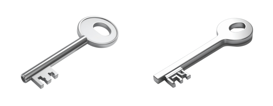 Shiny Metallic Key in 3D Perspective – Security and Access Concept