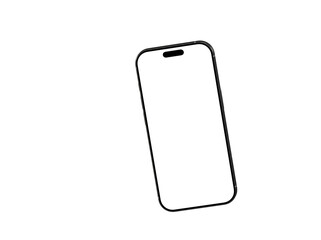 High-quality photo of a modern smartphone with a blank screen, perfect for app presentations, website mockups, and technology designs. Isolated on white background.