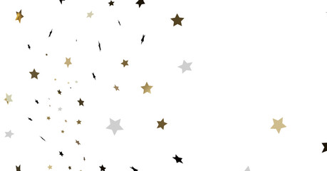 Gold, Silver, Black Stars Scattered on White