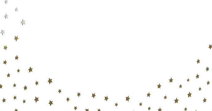 Gold and Silver Stars Scattered on White