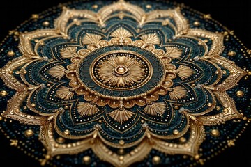 Intricate golden mandala design pattern, art