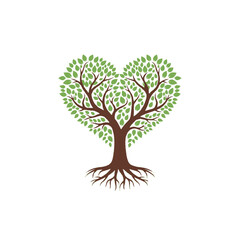 Heart of Nature minimalist logo featuring a tree shaped like a human heart, symbolizing love, growth, sustainability, and environmental harmony.