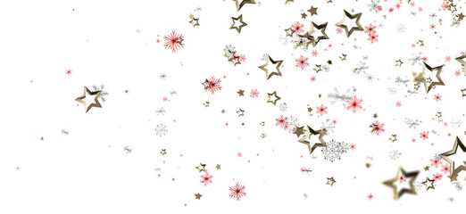 Obraz premium Elegant Christmas background featuring floating golden stars and snowflakes. Perfect for holiday designs, festive promotions, and winter-themed