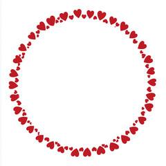 Obraz premium Red Heart Circle Frame on White Background