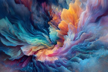Obraz premium Cosmic Vortex: Abstract Digital Art of Colors and Shapes