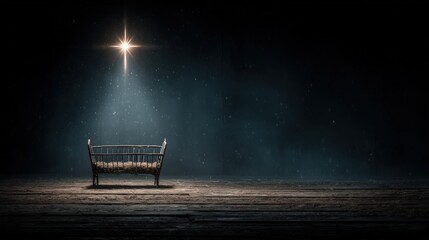 An evocative image of a humble cradle illuminated by a brilliant star, conveying themes of hope, faith, and spirituality. ..Created with Generative AI, not depicting real subjects.