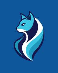 Stylized blue fox head logo, showcasing modern design elements on a blue background