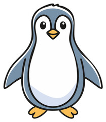 Fototapeta premium Cartoon penguin illustration with outline, animal design