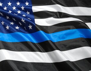Thin Blue Line flag in stark contrast