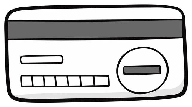 Cartoon credit card back with magnetic stripe signature panel and security code illustration