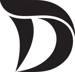 A stylized letter d in black isolated on white background with a modern design