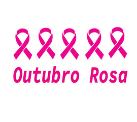 Outubro Rosa - October Pink in Portuguese language. Brazil Breast Cancer Awareness campaign web banner.