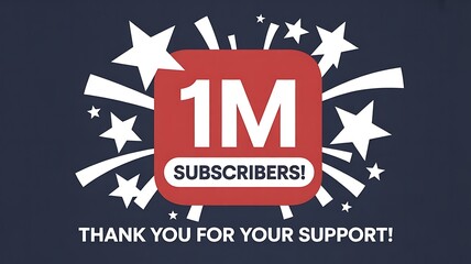 1M Subscribers Celebration Graphic with Stars and Thank You Message