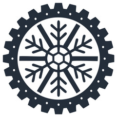 Obraz premium Cogwheel with snowflake icon representing winter technology, cooling systems, and industry