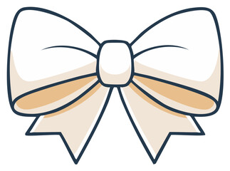 Charming Off-White Ribbon Bow Festive Accent Elegant Decoration Graphic Element for Celebrations and Gifts