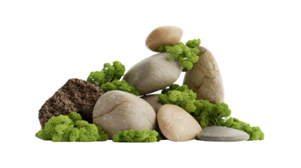 Stones and moss create a natural zen garden arrangement