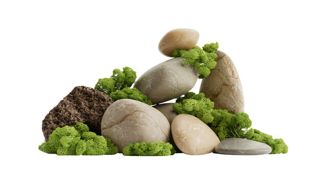 Stones and moss create a natural zen garden arrangement