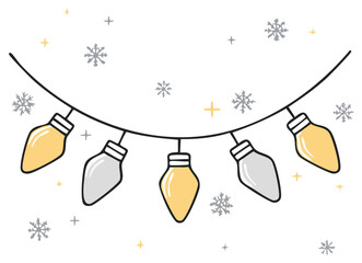 Holiday lights and snowflakes in a festive design