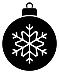 Elegant Black Christmas Bauble Ornament with White Snowflake Design for Winter Holiday Decor