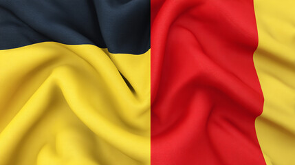 Stunning close up of the Belgium flag with vibrant red and yellow colors, perfect for travel blogs, educational materials, or patriotic designs with a modern feel