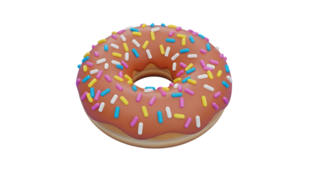Delicious donut with colorful sprinkles, perfect for satisfying sweet cravings and adding fun to your designs and marketing