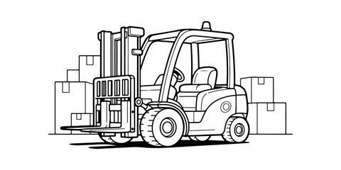 Simple Forklift Line-Art