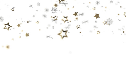 Sparkling winter background with gold stars and snowflakes. Perfect for holidays, celebrations, and winter themes.
