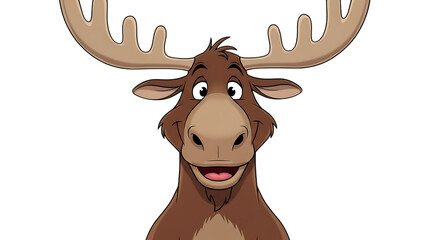 Delightful cartoon moose character illustration with friendly expression, perfect for children's books and playful designs