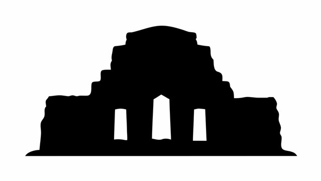 Silhouette of Zvartnots Cathedral ruins, Armenia's ancient history and architecture, UNESCO site