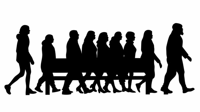 Diverse group procession carrying a burden, teamwork and collaboration concept, community support and shared responsibility