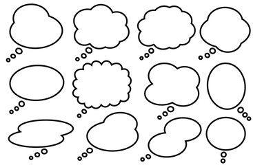 Set of blank thought bubbles – vector style illustration on black background