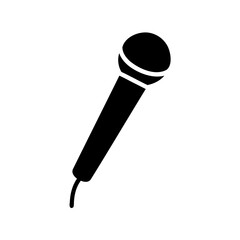 Black and white microphone silhouette for singing, broadcasting, and performance recording