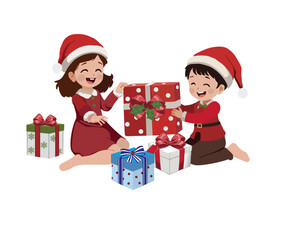 happy family with christmas presents