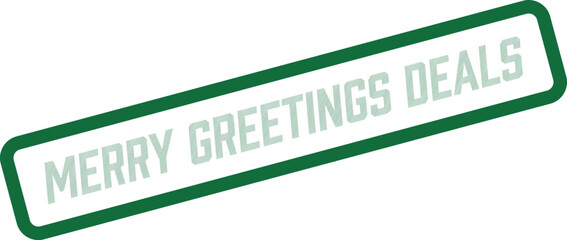 A stylish green rectangular stamp prominently displays merry greetings deals for festive shopping ©  Design_ mn
