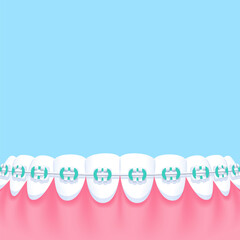 Lower teeth (Orthodontics) - Text box sign blank banner (square) illustration vector design. Dental care concept.