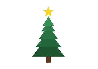 Geometric Christmas tree with yellow star topper simple design