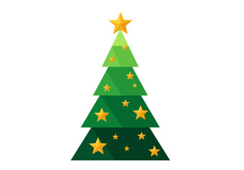 Geometric Christmas tree with golden stars and star topper