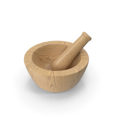 Light brown wood mortar and pestle
