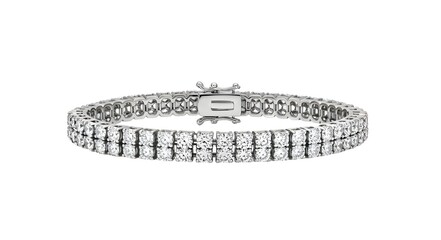 Diamond tennis bracelet on white background