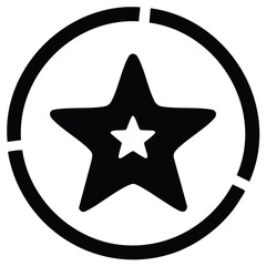 Obraz premium Black star emblem with inner star inside a broken circle graphic