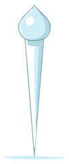 Simple stylized light blue icicle vector illustration with a water drop shaped top representing cold winter