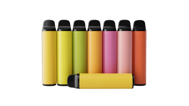 Colorful disposable vape pens arrayed for vibrant modern lifestyle