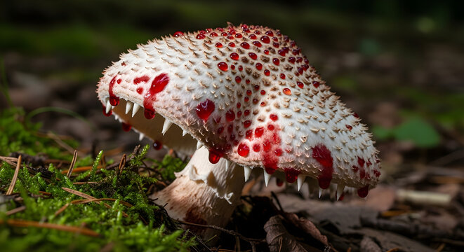 Hydnellum peckii Mushroom Close-Up