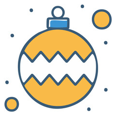 Graphic Round Christmas Tree Ornament with Blue Zigzag Design and Festive Snowflakes