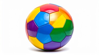 Obraz premium a glossy soccer ball composed of hexagonal and pentagonal panels in vibrant rainbow colors