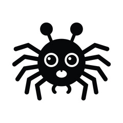 Cute black crab character with big eyes and funny expression