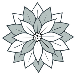 Stylized poinsettia flower graphic with monochrome palette in vector format